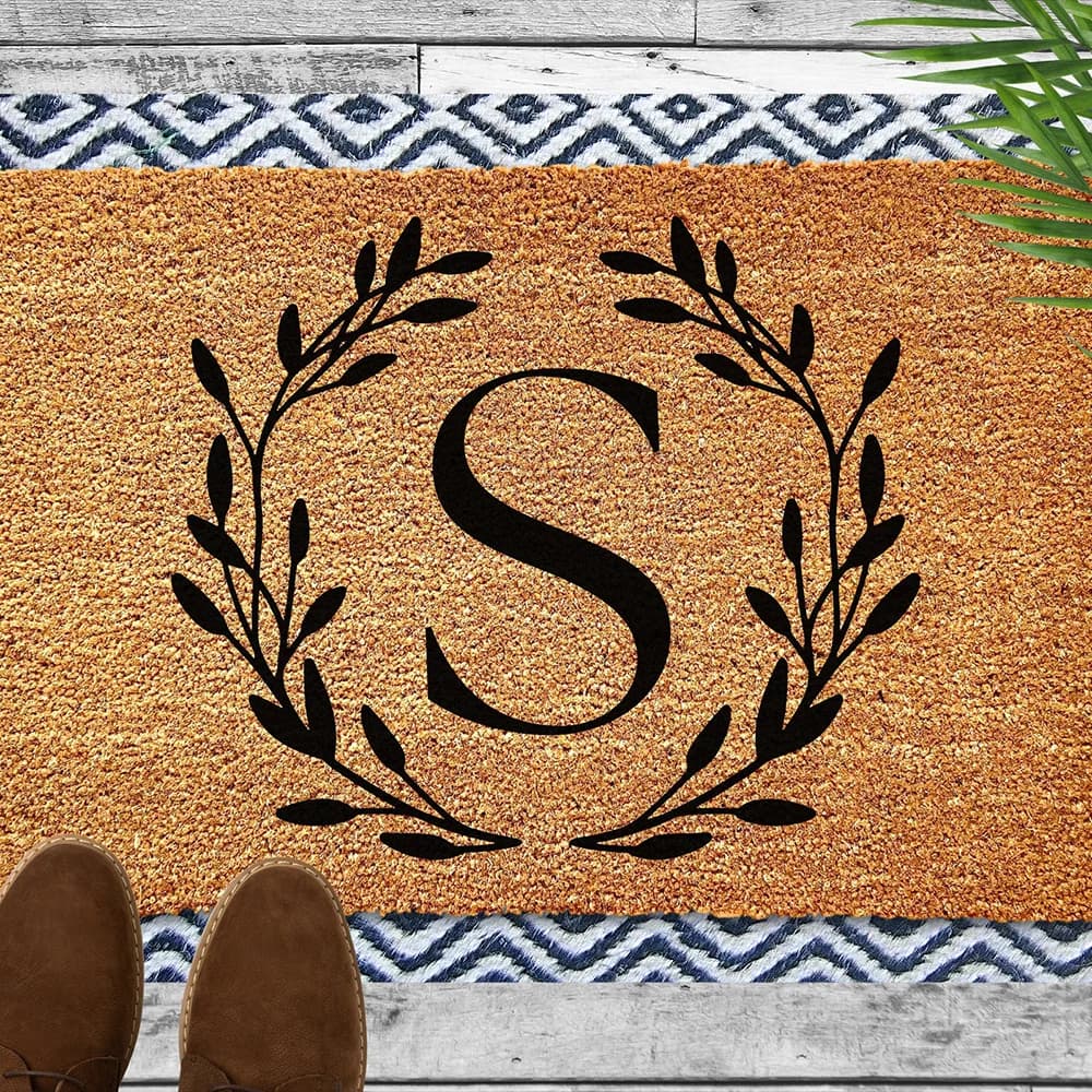 Tappeto d'ingresso personalizzato con monogramma, zerbino di benvenuto con nome stampato, tappeto per pavimento con motivo, tappeto per porta d'ingresso, tappeto di benvenuto per la casa