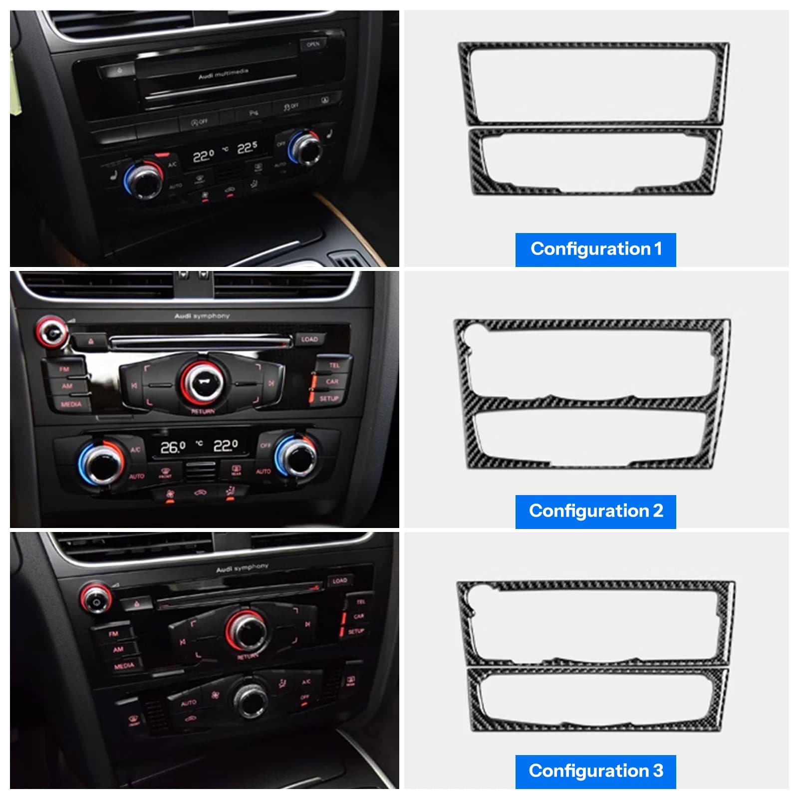 For Audi A5 A4 B8 2009-16 carbon fiber accessories central console cup holder cover plate change decorative sticker