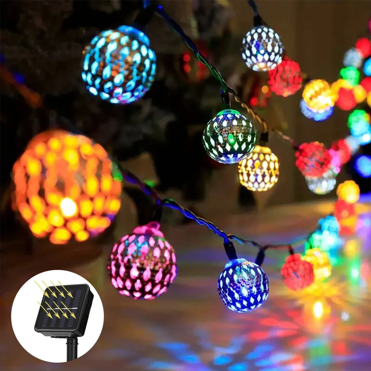 1pc marocchino Ball Solar String Lights 20/30 LED Outdoor String Lights per camera da letto giardino Wedding Holiday Party Festival Decor
