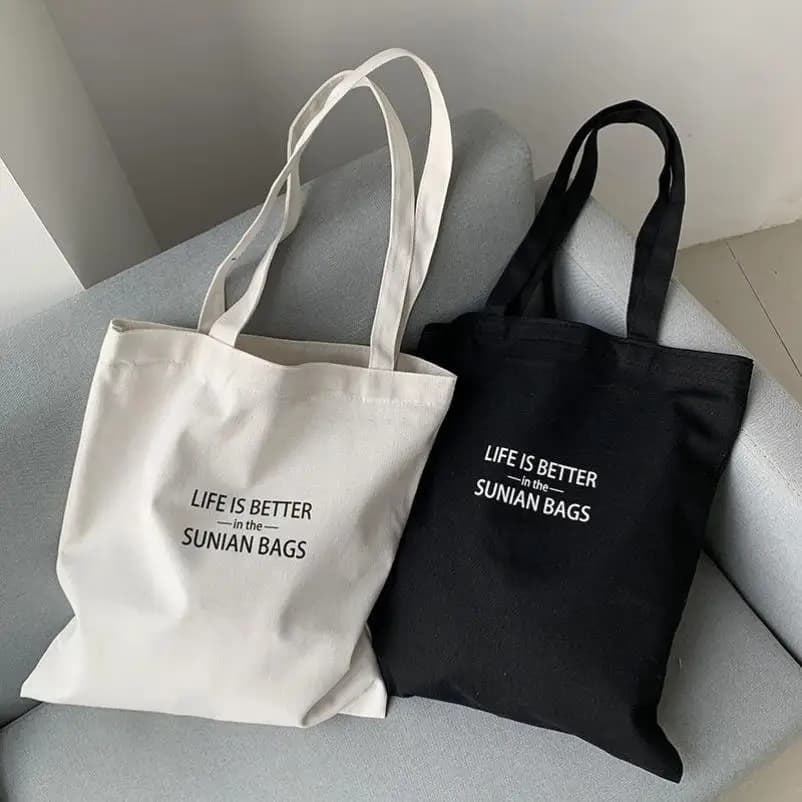 Thickened Canvas Bag Large Capacity High School Student Handbag Book Bag Dual Shoulder Strap Korean Style Printed Unisex Bag