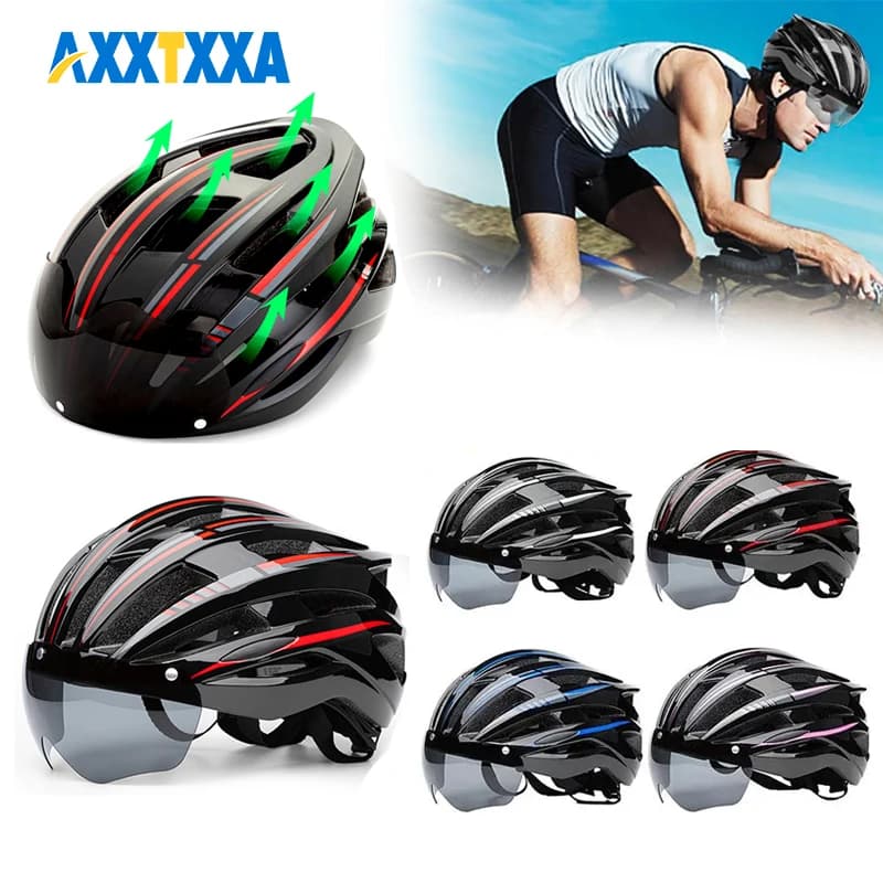 1PCS Bike Helmet with Detachable Magnetic Goggles Mountain & Road Bicycle Helmets for Men Women Adult Cycling Helmets