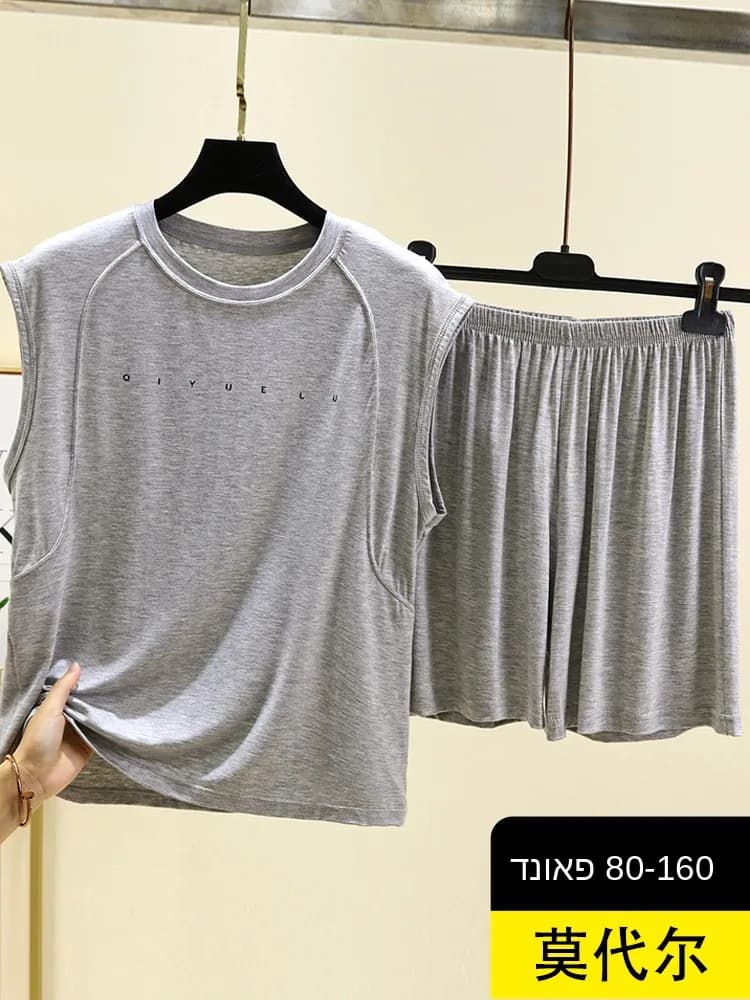 Completo pigiama due pezzi da donna in modal, estivo, sottile, senza maniche, con pantaloncini, casual, taglie forti, per casa e sonno, girocollo