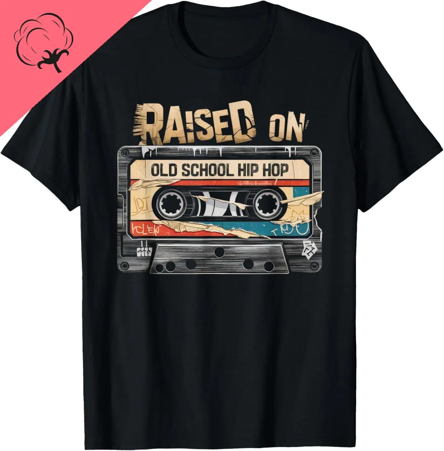 RAISED ON OLD SCHOOL HIP HOP Tshirt Cassette Graffiti Rap T-shirt T-shirt vintage in cotone Abbigliamento uomo Camiseta Hombre