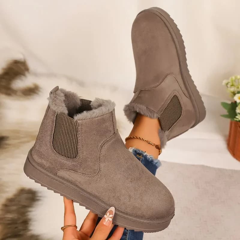 2025 nuove donne di inverno breve peluche caldo stivali da neve appartamenti piattaforma scarpe casual pelle scamosciata stivaletti Chelsea Zapatos De Mujer