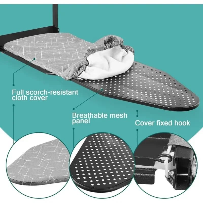 Hanging Ironing Board 14x42 Inches with Storage Pocket and Iron Holder for Home Laundry