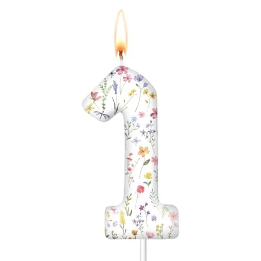 Candela di Compleanno Floreale Primaverile, Decorazione per Torte e Cupcake, Accessori per Feste di Compleanno