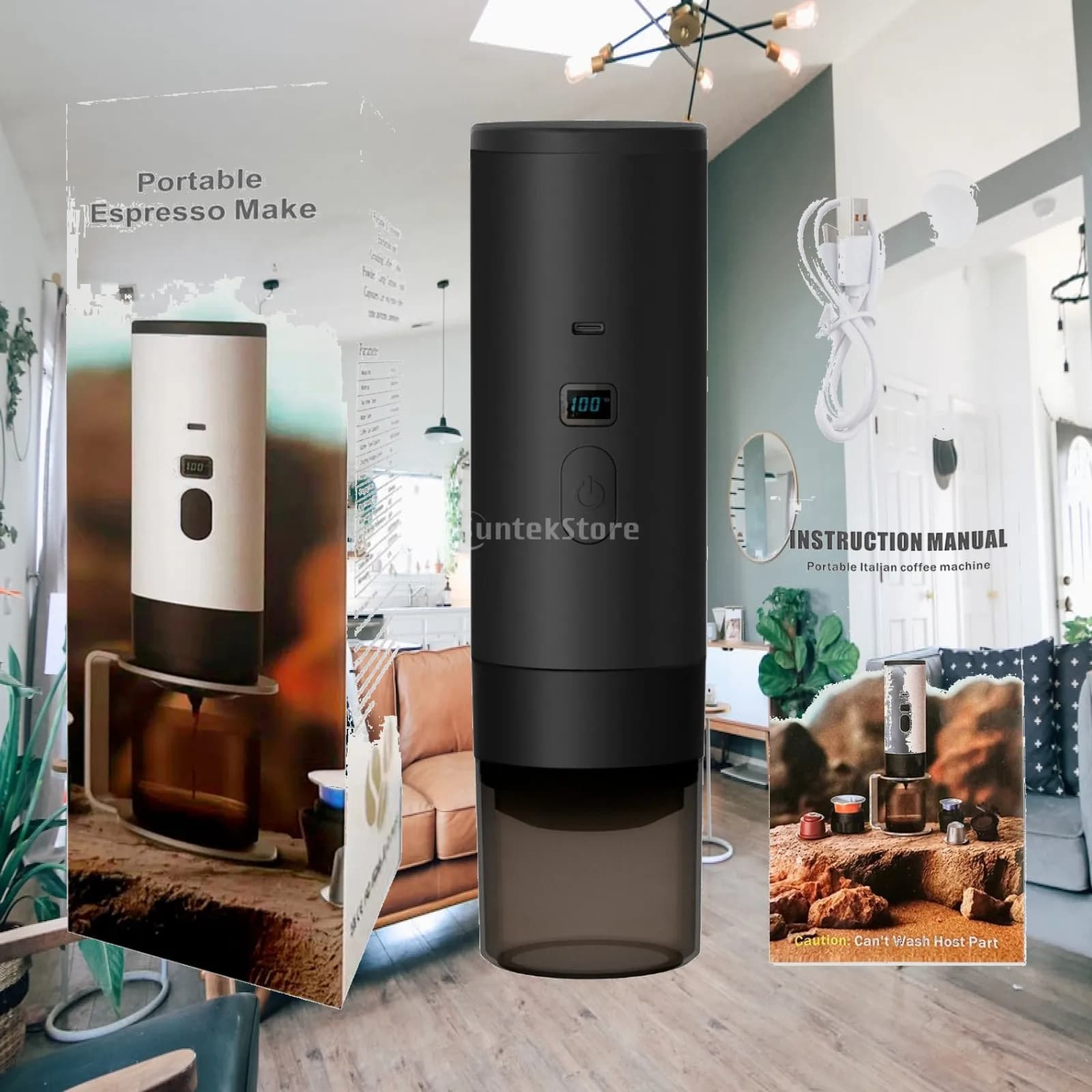 Portable Espresso Maker Cordless Espresso Machine with Digital Display Rechargeable Coffee Machine Compact Appliance Handheld