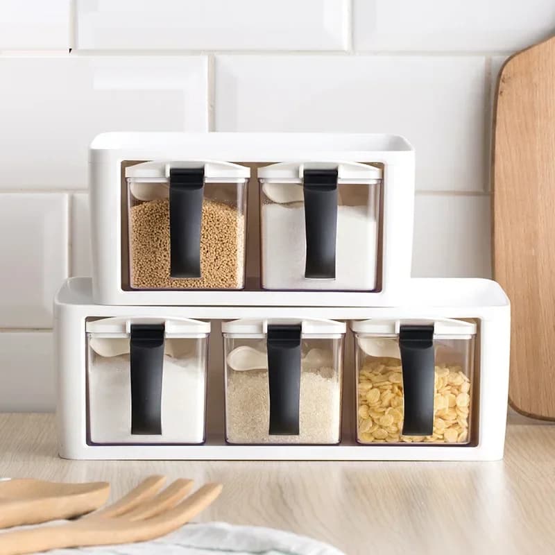 Strumento per spezie scatola per condimenti salati Set da cucina combinazione per uso domestico scatola per condimenti in plastica scatola per spezie organizzatore per spezie attrezzo da cucina