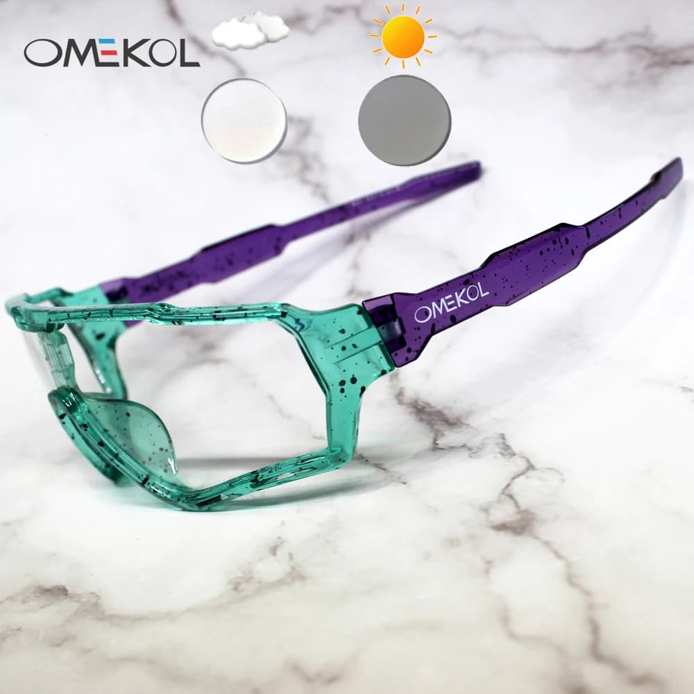 OMEKOL nuovissimi occhiali da ciclismo fotocromatici uomo donna sport all'aria aperta occhiali da sole bici occhiali da bicicletta occhiali da sole da baseball MTB