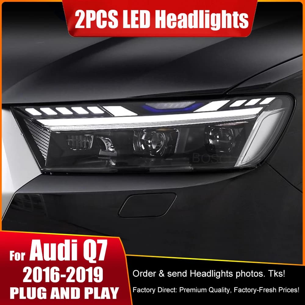 1 paio di fari a LED per Audi Q7 2016-2019 Fari Plug and Play con fari anteriori a rotazione dinamica LED DRL