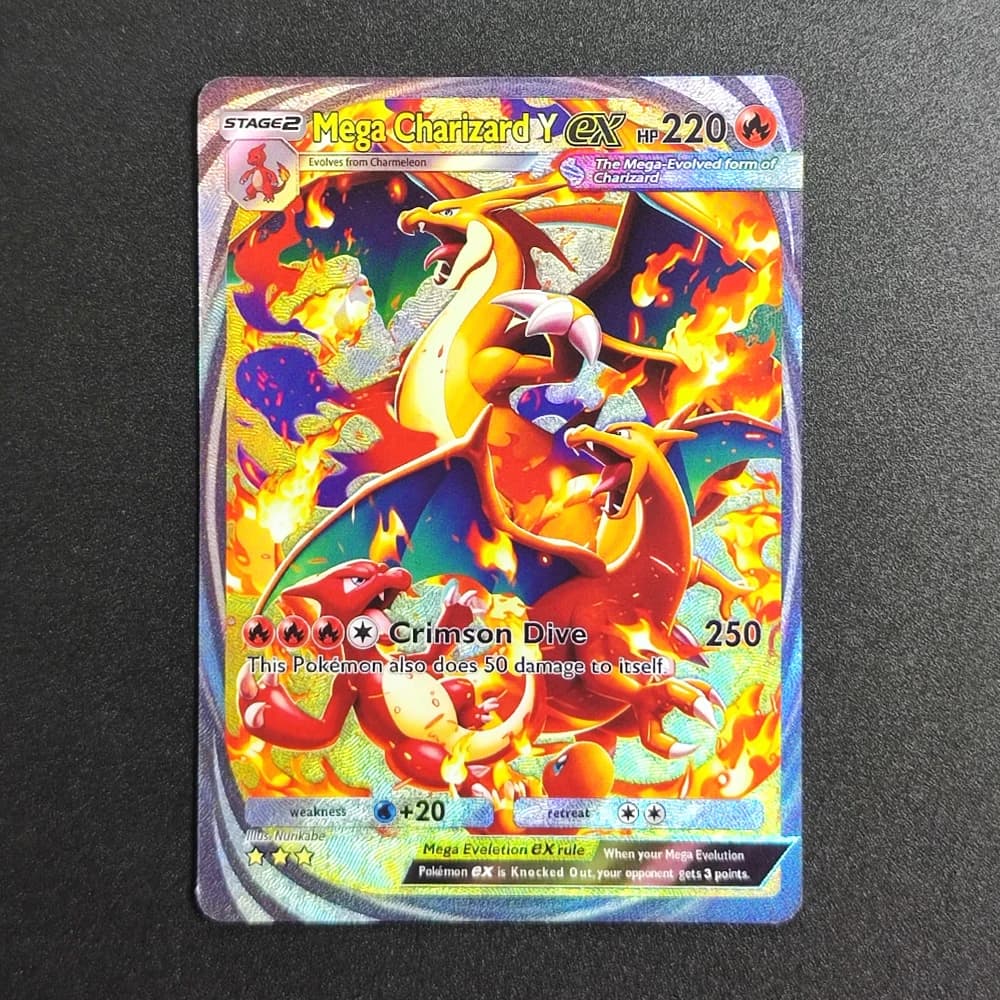 Carte Collezionabili Pokémon TCG Fai-da-Te, STACE2 Mega Charizard Y EX, Carte Classiche Singole per Gioco Anime, Giocattoli