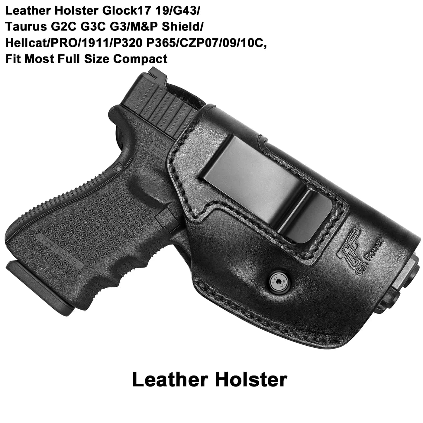 Fondina in pelle G17/G19/G43/Taurus G2C G3C/M&P Shield/Hellcat/PRO/1911/P365/CZP07/09/10C,GX4, adatta alla maggior parte dei dimensioni complete compatte