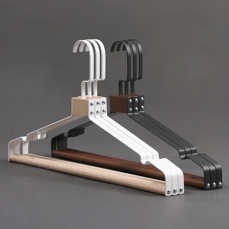 Wooden Coat Pants Hanger Luxury Durable Metal Wood Suit Hanger with 360° Swivel Hook Household Wardrobe Clothes Organizer