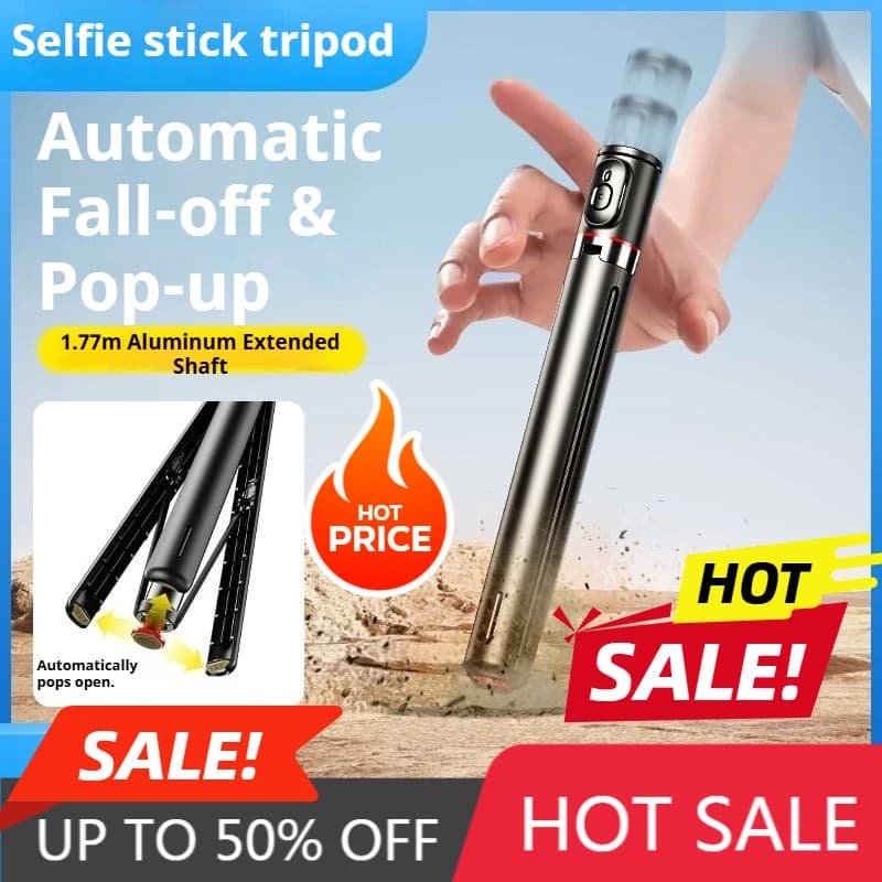 Bastone Selfie Bluetooth 3 in 1 con Treppiede e Stabilizzatore Anti-Shock per Streaming Live su Smartphone