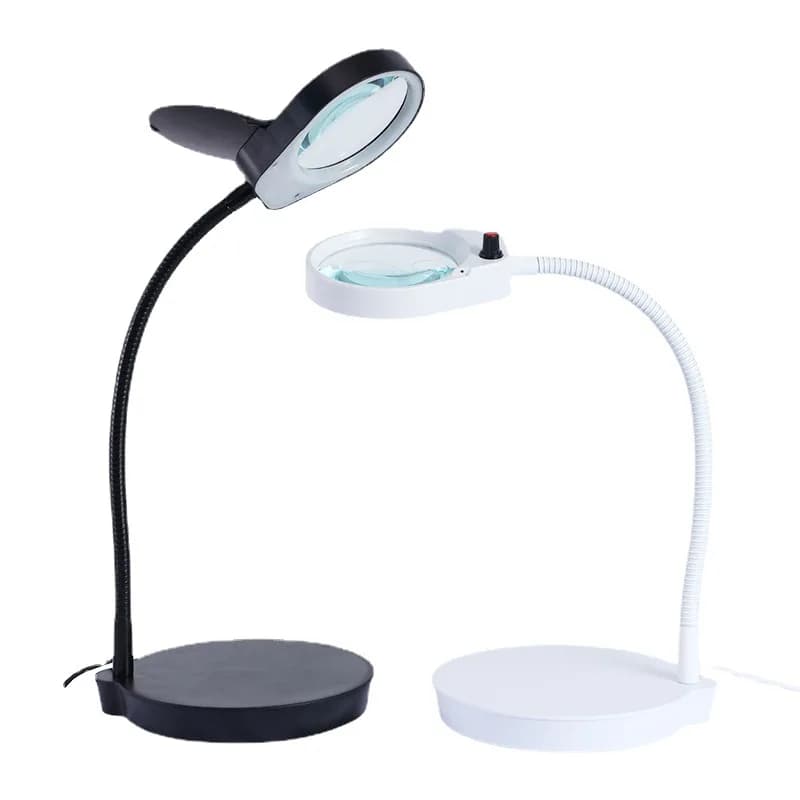 Lampada da Tavolo Flessibile con Lente d'Ingrandimento 5x15x, Luce LED Dimmerabile per Lettura e Saldatura