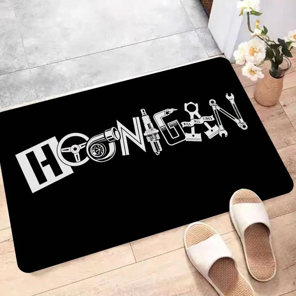 H-Hugos Cool B-Boss Logo Anti-slip rectangular pad for the house, soft, for entrance door, for interior and exterior, welcome mat