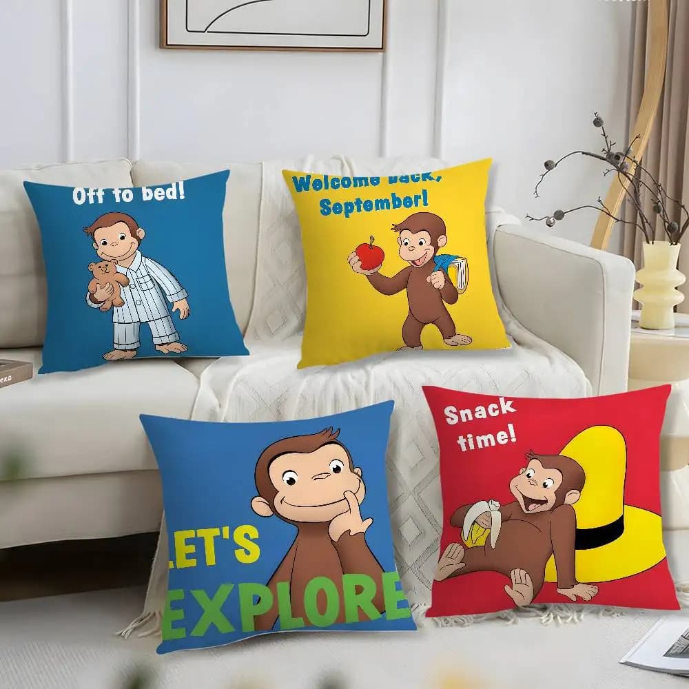 Good Night George The Curious Monkey Pillow Federa Brief Print Pillow Sheet Square Pillow Sheet Sofa Home Decorations