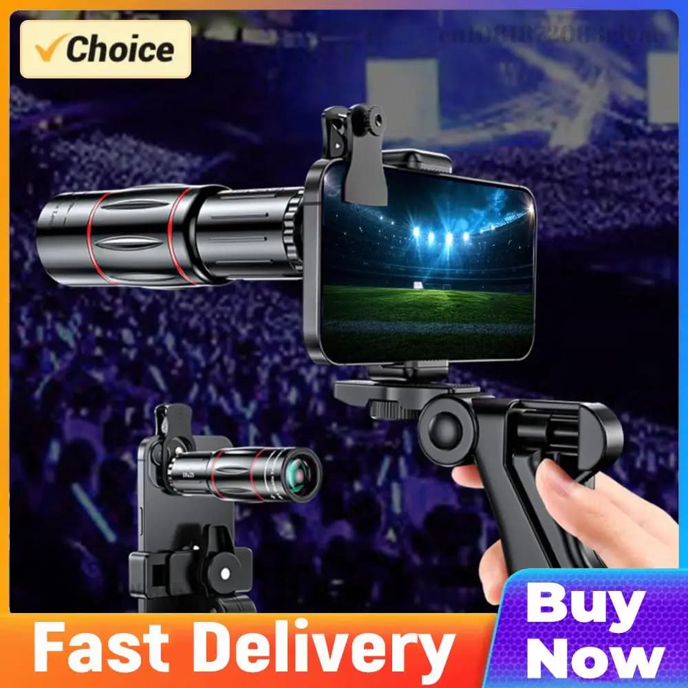 Lente per Fotocamera Smartphone 18/28/36X, Telescopio Monoculare Universale con Clip, Teleobiettivo per Campeggio, Caccia e Sport