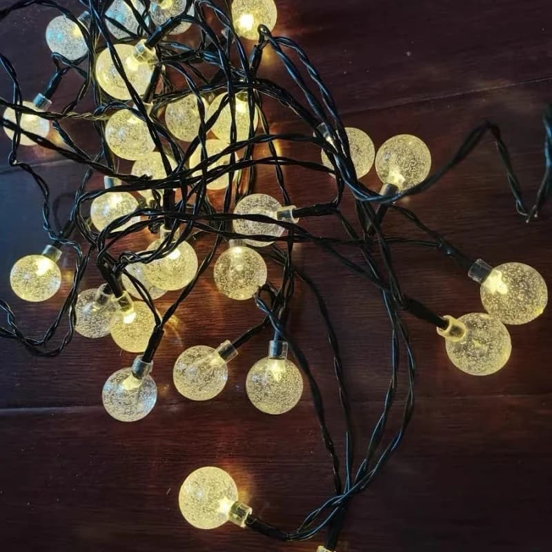 Luci Solari a Sfera da 2,5 cm, LED per Esterni, Grandi Luci Fatate a Stringa in Cristallo IP65 Impermeabili, Decorazioni Natalizie per Giardino