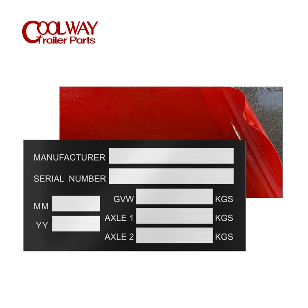 100 X 50mm Number of aluminum series Vehicle identification label with adhesive Trailer weight plate Chassic RV Camper Bicycle Boat Parts