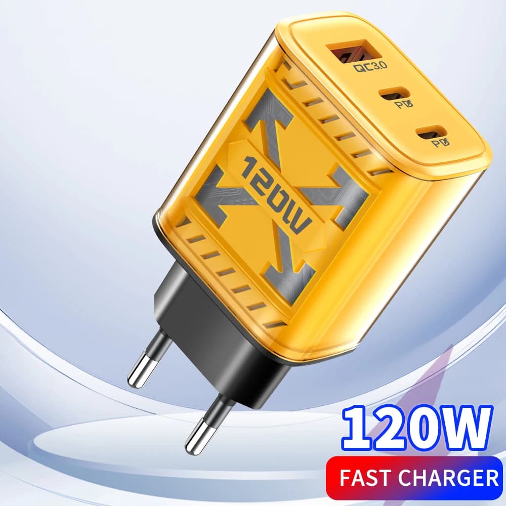 PD 120W Caricatore USB a ricarica rapida Tipo C Adattatore di alimentazione per telefono cellulare per Samsung Huawei Xiaomi iPhone Oneplus Caricatore a ricarica rapida