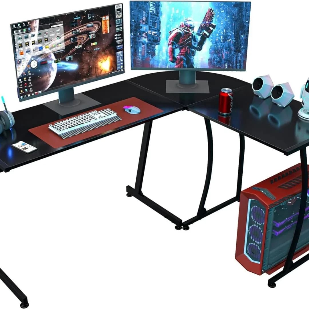 58" L-Shaped Gaming Desk Corner Computer Desk PC Laptop Study Table Workstation