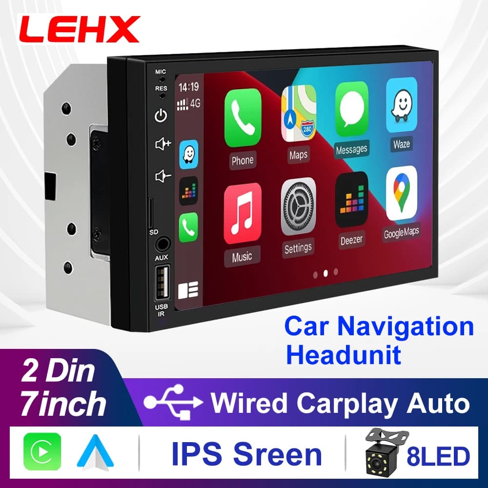 LEHX 7 pollici Carplay Android Auto Player IPS Touch Screen HD Automotive Multimedia Car Lettore MP5 USB Scheda Bluetooth 2 Din Stereo