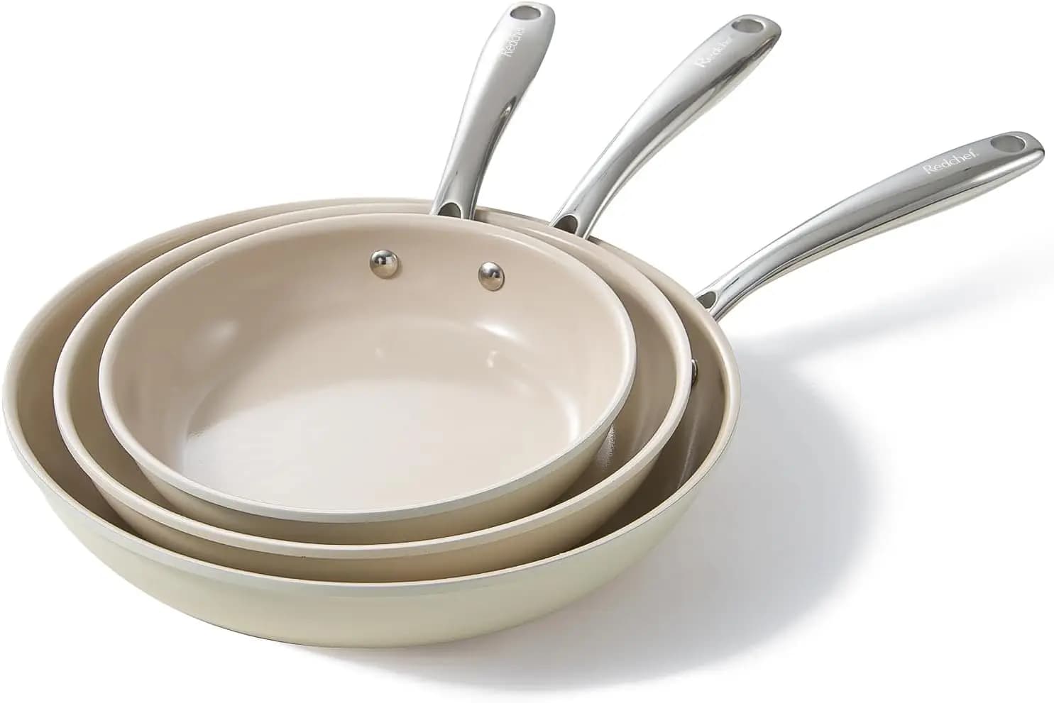 Set of ceramic non-stick pans, 8" 9,5" 11", suitable for oven and dishwasher, cold handle, without PFAS