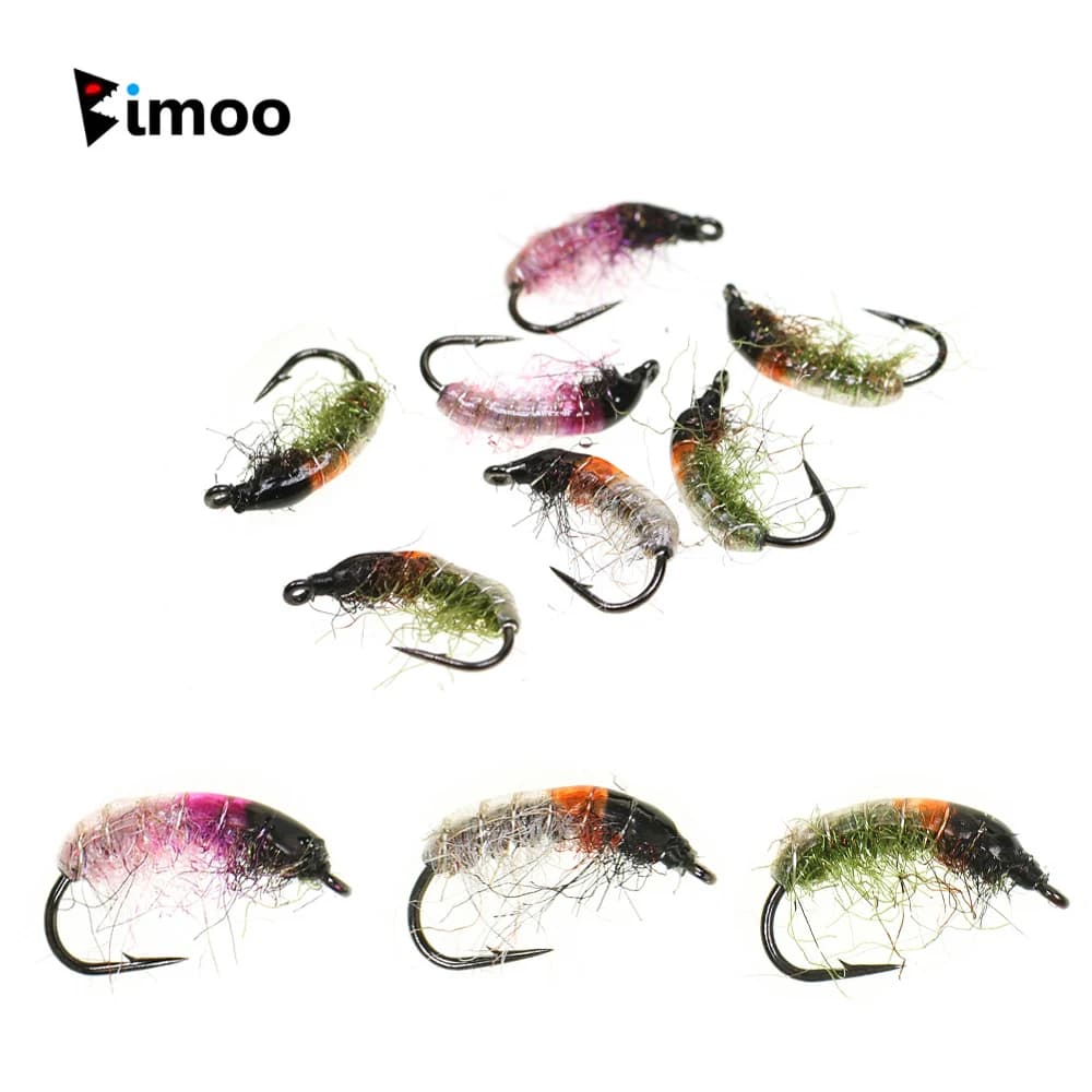 9 pezzi 10 # 12 # Mosche da Pesca a Mosca: Larva di Caddis, Emerger, Ninfa Ceco, Insetto, Verme - Esche Artificiali per Trota, Grizzly e Pesca in Acqua Dolce