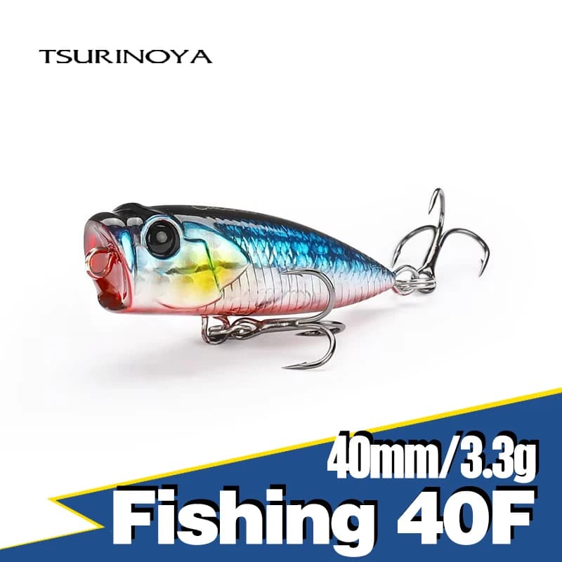 TSURINOYA 40mm 3.3g Dog Walk Action Fishing Lure Top Game Popper CATCHER 40F Bass Rockfish Ajing Big Mouse Topwater Hard Bait