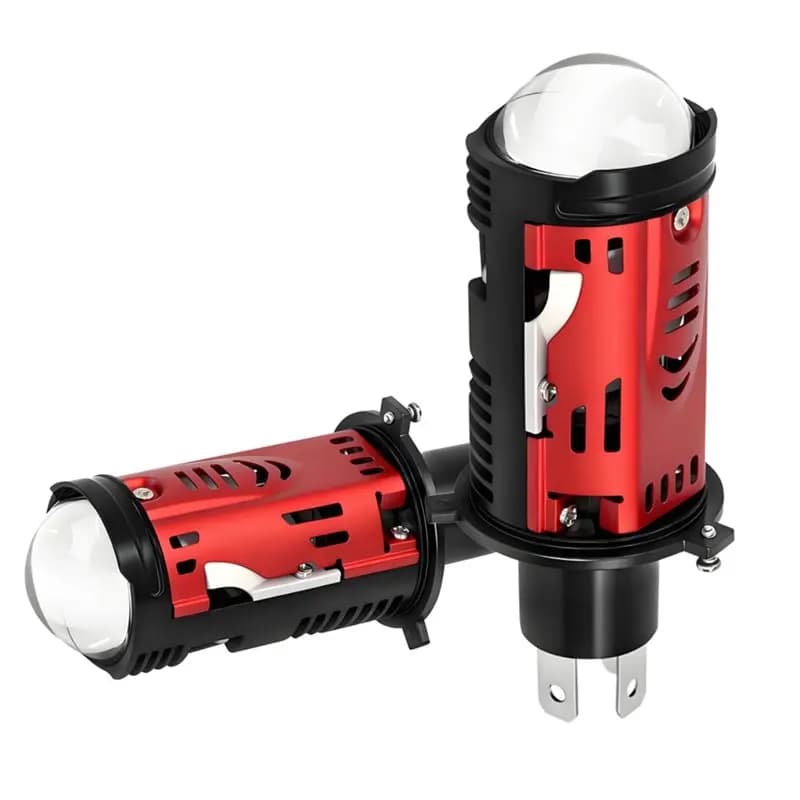 Affidabile-Mini Lampadina per moto per auto Impermeabile Bi LED H4 Lente per proiettore Faro 6000K Alto Basso 10-32V Plug And Play