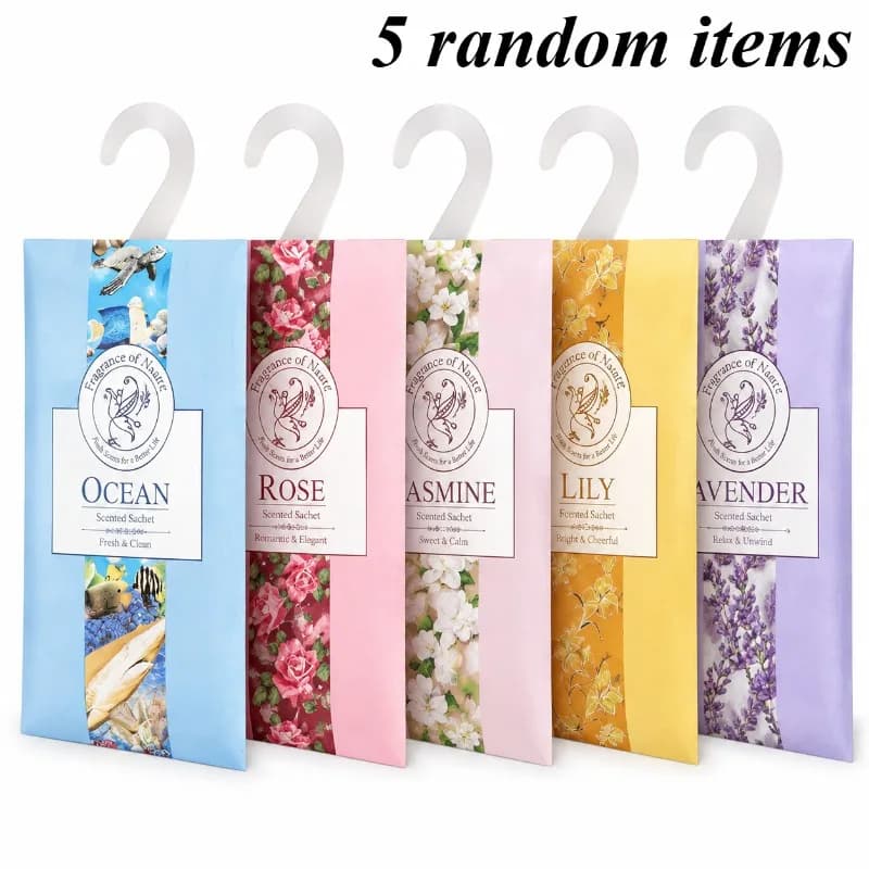 5Pcs Scented Wardrobe Hanging Bags Portable Air Freshener Deodorizer for Home Dorm Closet