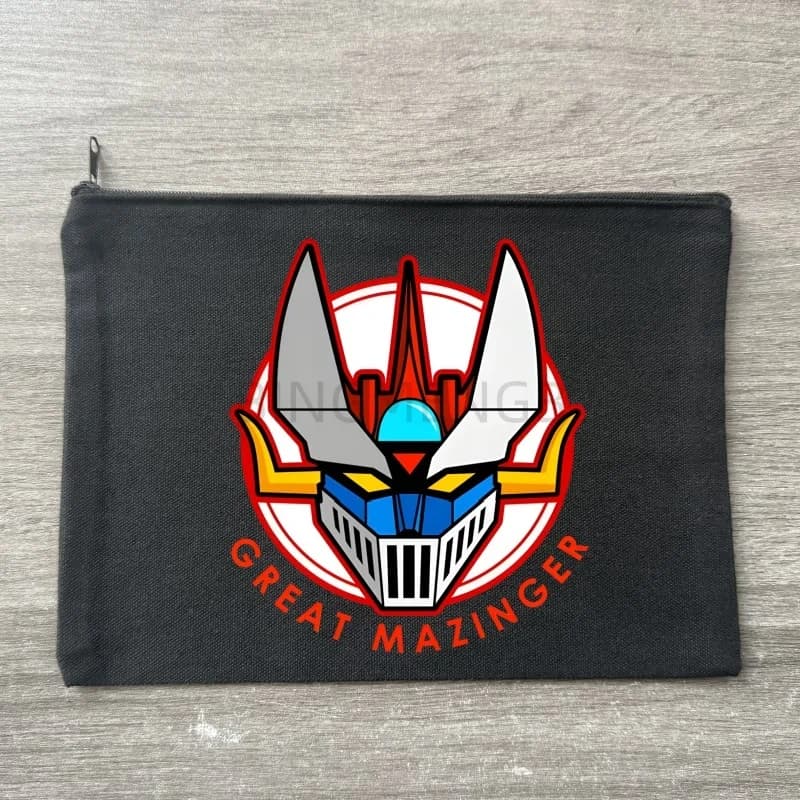 Borsa con cerniera Mazinger Z Anime Robot in tela nera, pochette da viaggio per cosmetici, profumi, rossetti, portafoglio, regalo per il lavoro a maglia