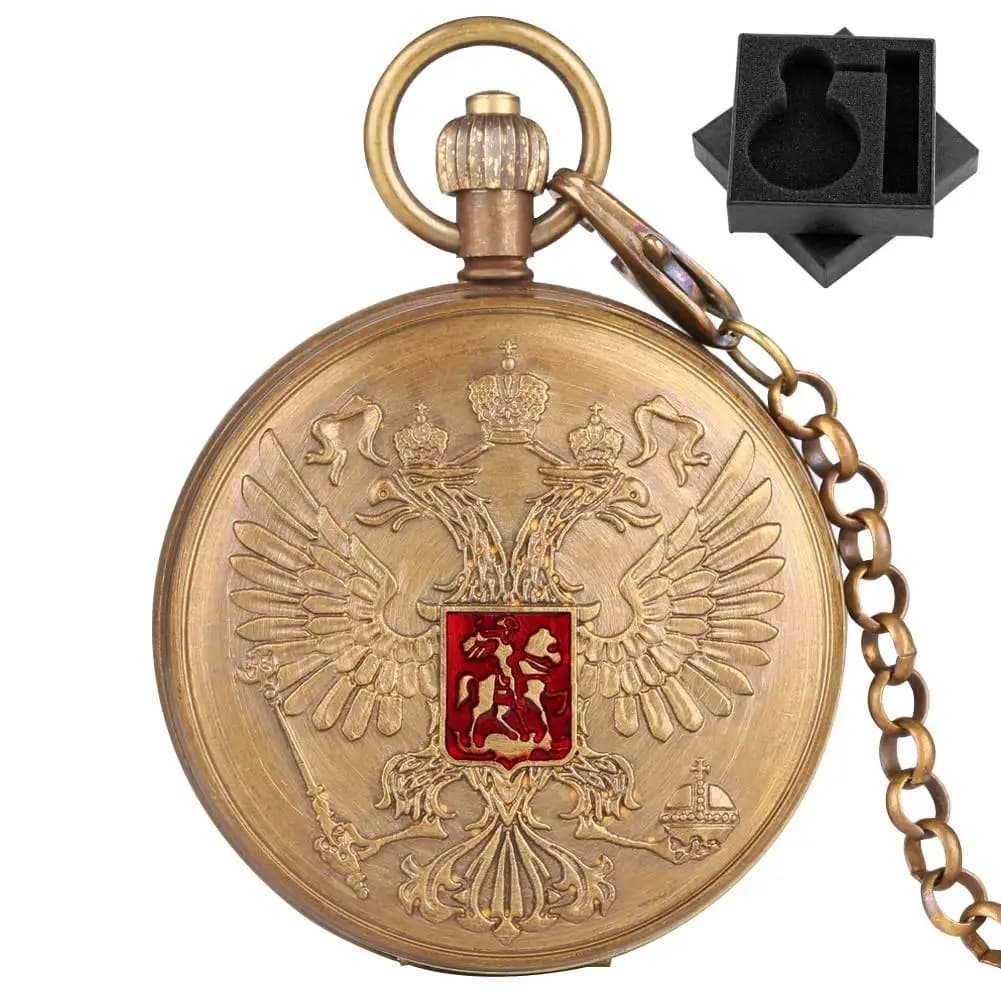 Orologio da taschino meccanico automatico con tourbillon a doppia testa Steampunk in rame vintage Orologio da taschino con ciondolo a catena da uomo regalo