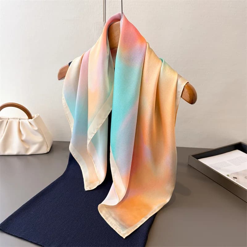 2025 Design Fashion Square Silk Scarf Woman Printed Hair Printed Small Satin Shawl Foulard Neck Handkerchief Female Bandana