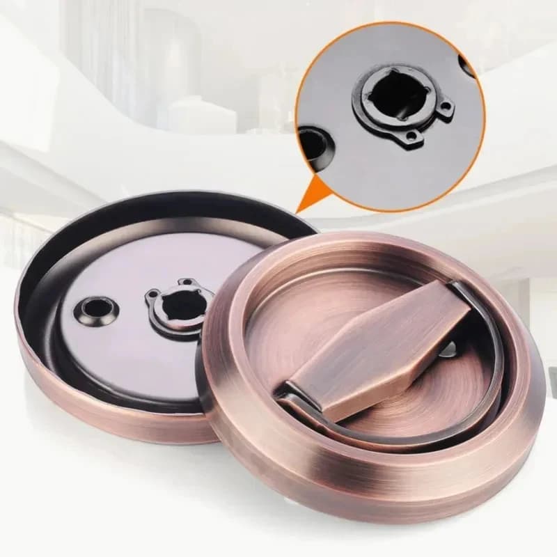 Hidden Cabinet Knobs and Handles Round Recessed Cupboard Pulls Concealed Door Drawer Furniture Handles Stainless Steel