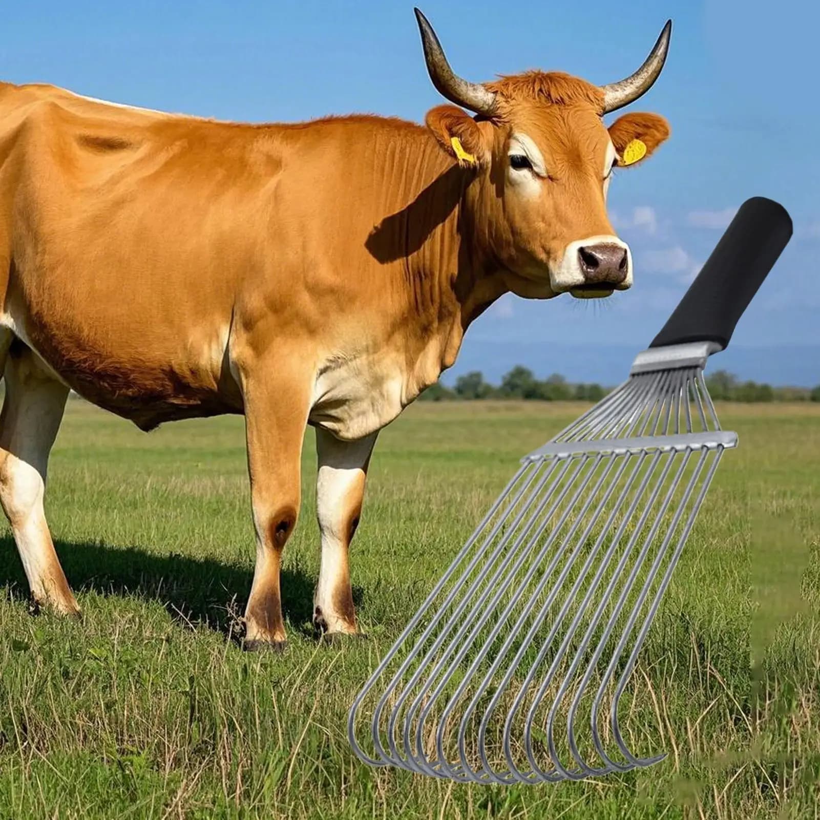 Rastrello per toelettatura per cavalli Tiragraffi per animali Spazzola per spargimento Spazzola ergonomica in acciaio per cashmere e lana per animali domestici Capra Pecora Bovini
