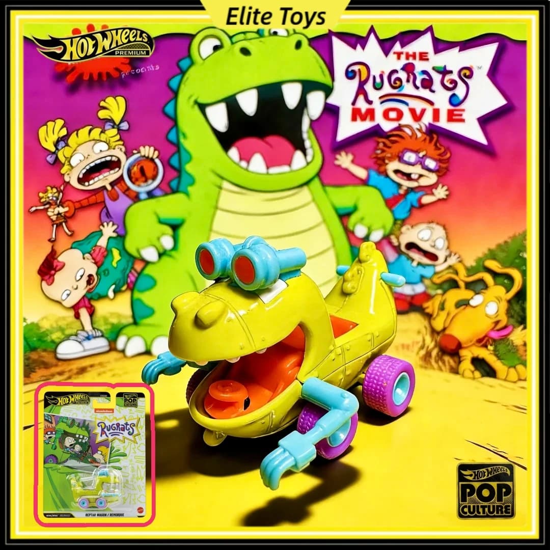 Hot Wheels Premium Pop Culture Rugrats X Reptar Wagon Remorque, Modellino Auto in Metallo 1:64, Giocattoli da Collezione, Ricordi d'Infanzia