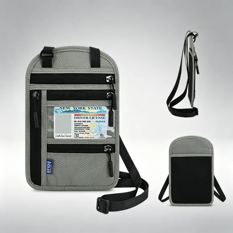 Portafoglio da Viaggio RFID alla Moda, Sottile, Organizzatore per Passaporti e Carte di Credito, Multi-Tasche con Cerniera
