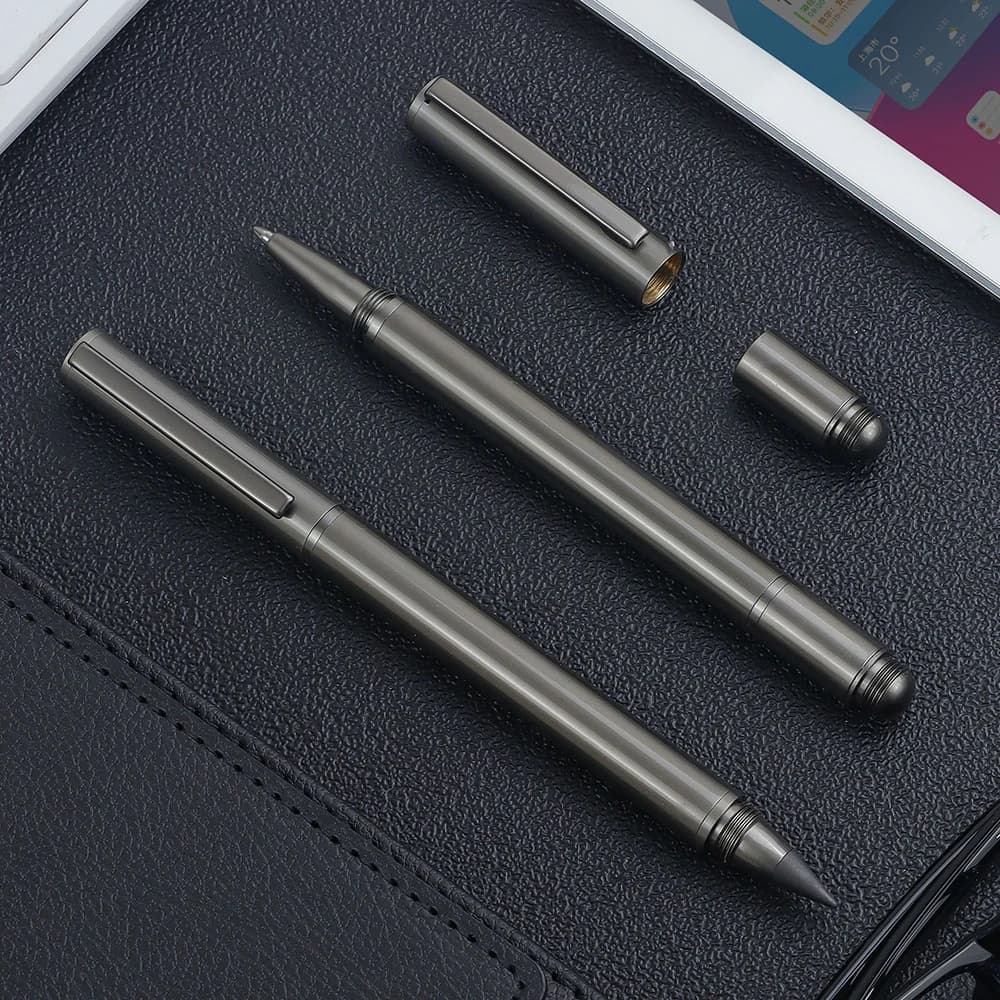 1 PC Portable Dual-Function Pen 2in 1 Metal Signature Ballpoint Pen + Pencil Smooth Writing Easy to Carry Black Ink Perfect Gift