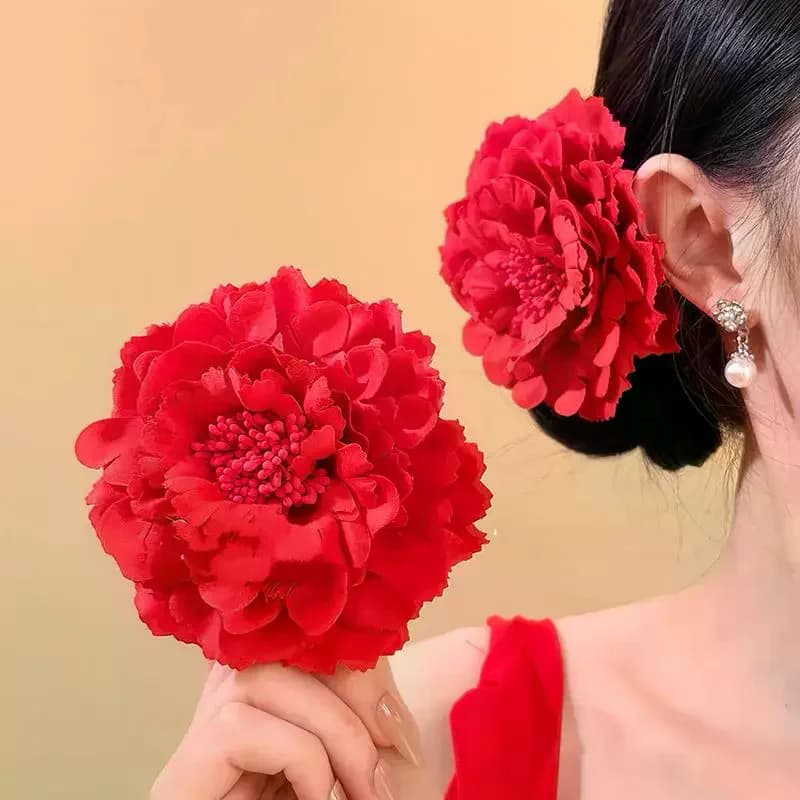 Fermaglio per capelli a forma di peonia alla moda, forcine e fermagli per capelli con fiori finti, accessorio per acconciature da donna e ragazza