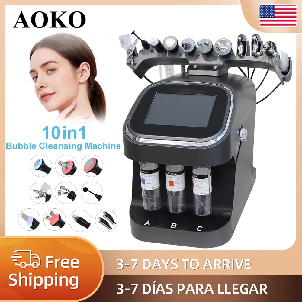 AOKO Aggiornato 10 in 1: Macchina Professionale per la Pulizia del Viso con Idrogeno e Bolle per Trattamenti Spa e Bellezza
