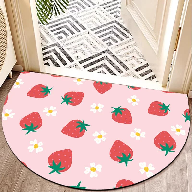 Tappetino per porta semicircolare antiscivolo fragola per ingresso domestico Tappeto resistente impermeabile
