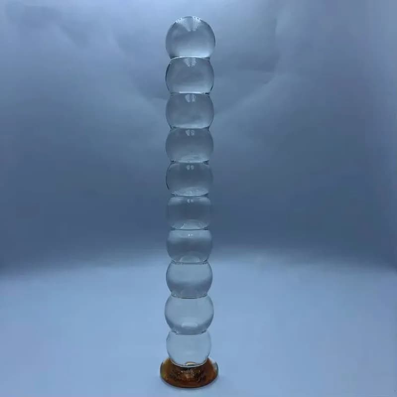 Dildo in Vetro Cristallo con 10 Sfere, Plug Anale, Giocattolo Erotico per Masturbazione Femminile 210x30mm