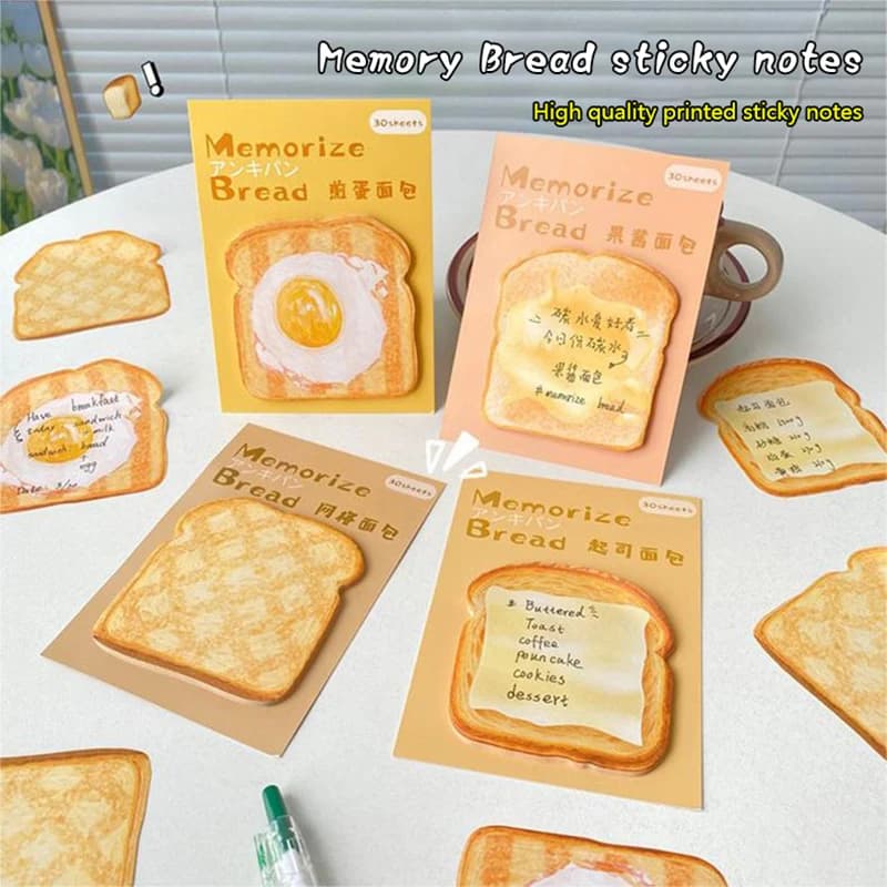 30 fogli/pacco Creative Toast Convenience Sticker decorazione a fogli mobili Memo Pad colori Sticky Notes Office Memo Note Scrapbook