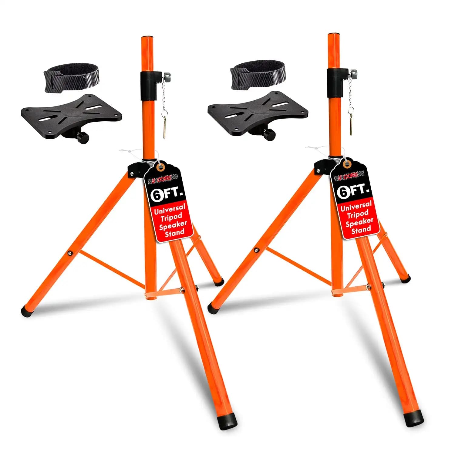 5 Core Speaker Stand Tripod 72 Inch DJ Studio Monitor Stands SS HD 2PK ORG WOB
