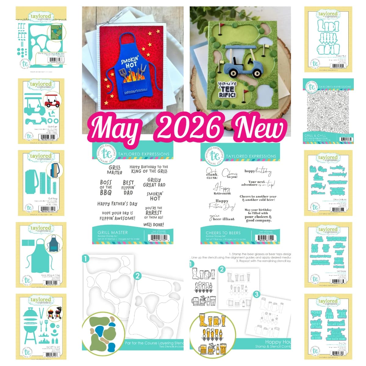May 2026 Taylored Grill Master Golf Cart Die Set Hot off the Grill Die Set Metal Cutting Dies Stamp for DIY Scrapbook Calenda