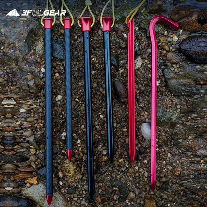 3F UL Gear 15.5 centimetri/20 centimetri Esterno Ultraleggero In Lega di Alluminio Paletti di Campeggio In Fibra di Carbonio Guy Linea Baldacchino Corda Chiodi Tenda accessori