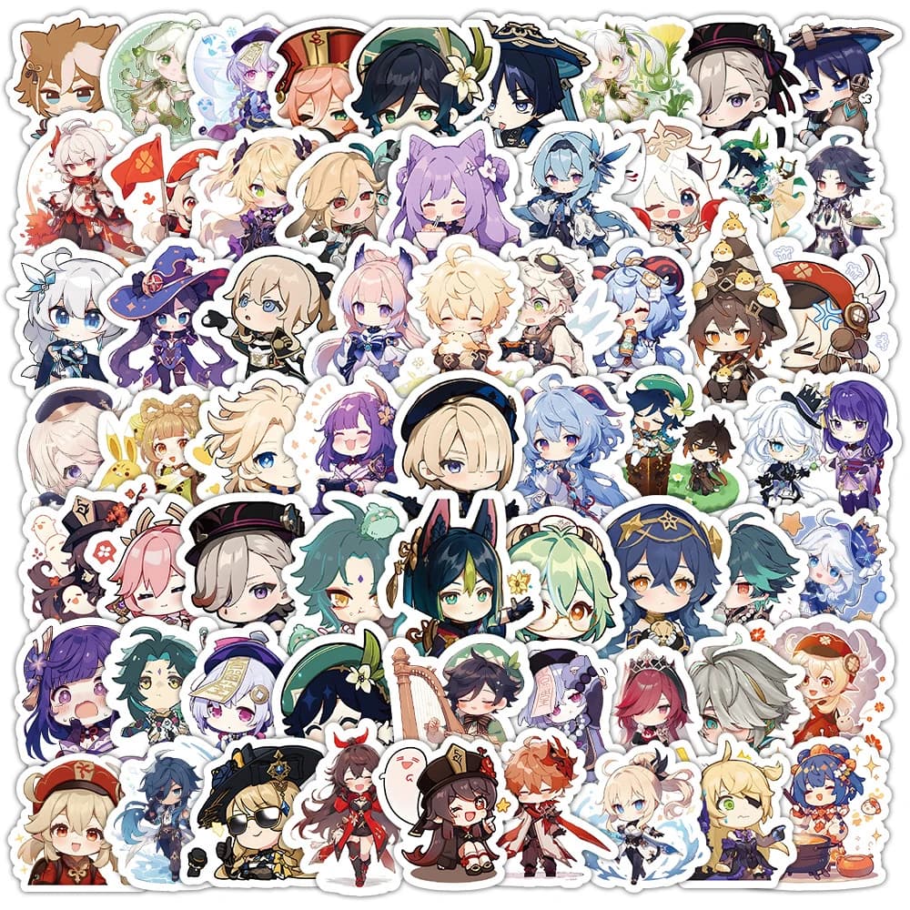 10/30/50/100pcs Kawaii Genshin Impact Cartoon Stickers Anime Game Decals Suitcase Scrapbooking Laptop Phone Graffiti Sticker Kid