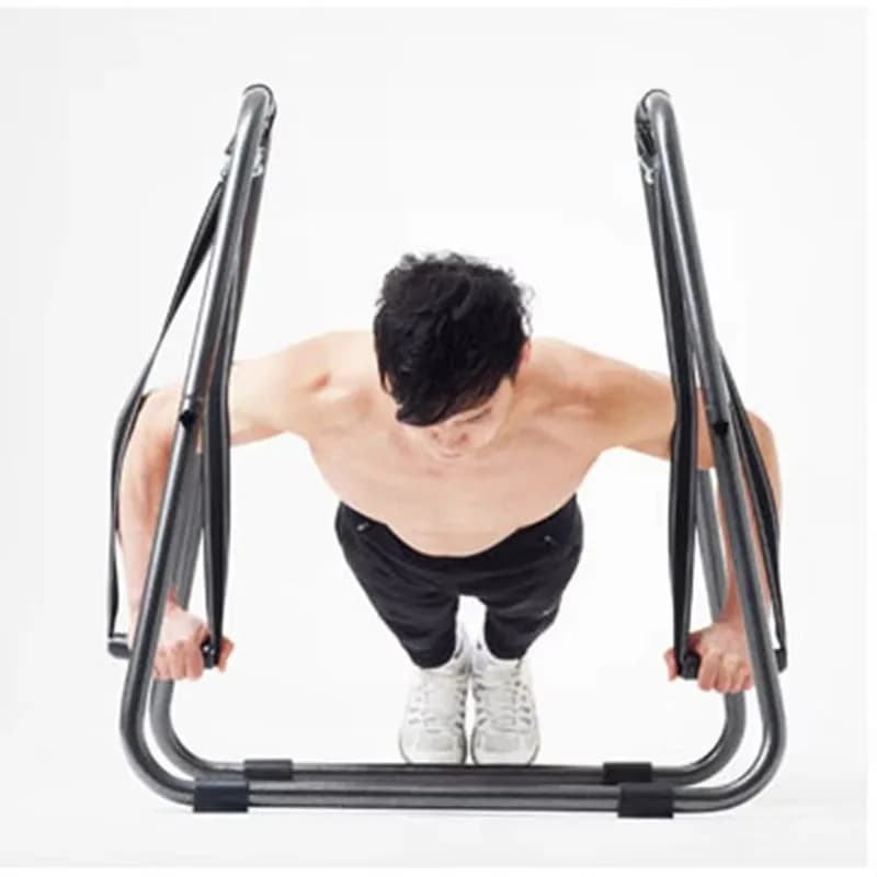 Attrezzatura fitness multifunzionale; grande supporto per flessioni in acciaio; barra per trazioni singola o doppia; adatta per uso interno